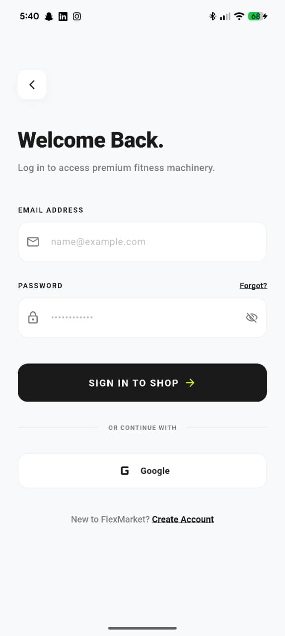 Gymzo app screen 3